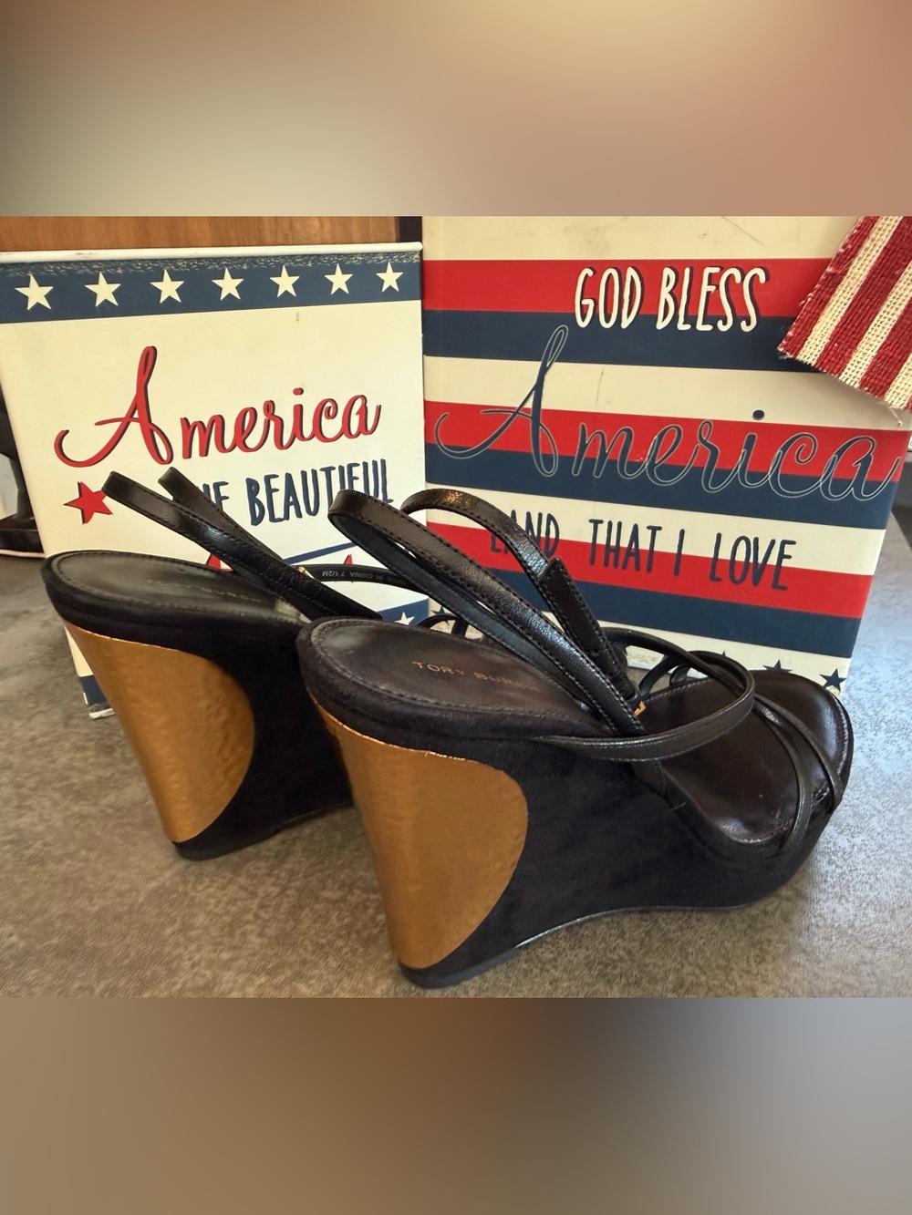 Tory Burch Patos Wedge Sandals in Black, sz. 7.5, BRAND NEW! - Picture 7 of 12